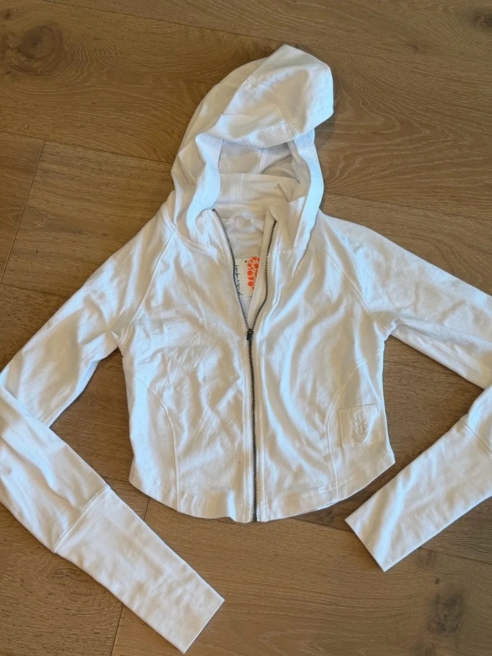 Free People white cropped jacket with hood